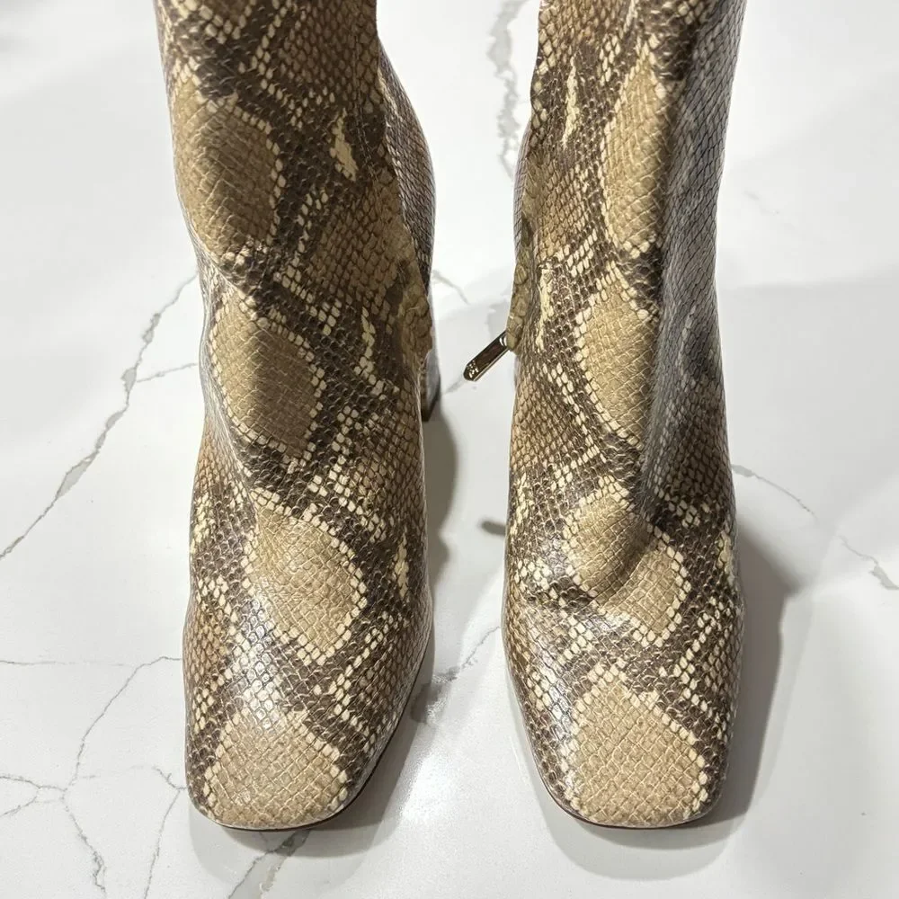 Sam Edelman Women’s Block Heels Snakeskin Square Toe CODIE Ankle Boots Size 8